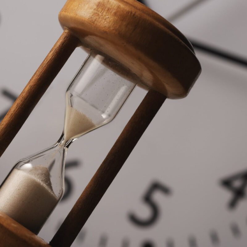 An hourglass symbolizing the importance of timing